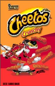 A bag of Cheetos, a crunchy cheesy snack.