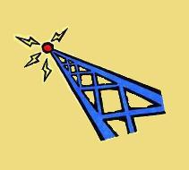 A cartoon rendition of a radio transmission tower.
