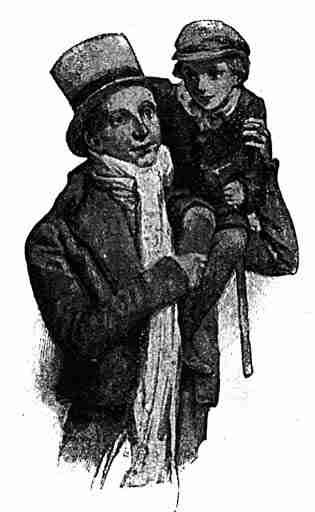 Line drawing of a scene from Dicken's Christmas Carol.