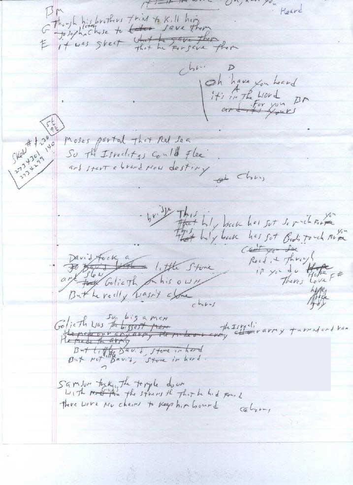 The original paperwork of the song, Oh Have You Heard by Victor Zarley.